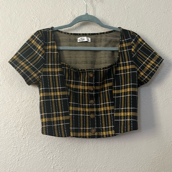 Hollister black and yellow striped crop top - Picture 1 of 1